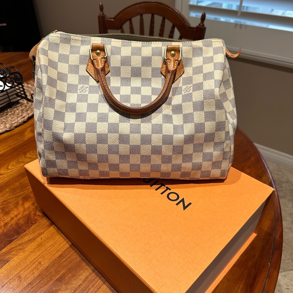 Louis Vuitton Speedy 30 handbag in Damier Azur Canvas